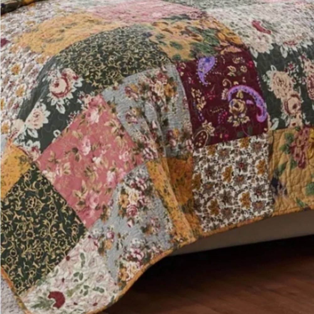 Greenland Oversize Queen patchwork quilt bedspread with 2 shams New
